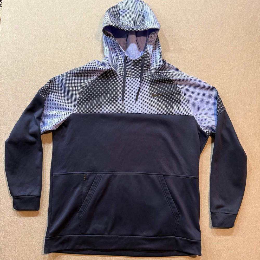 Nike Dry-Fit Blue Hoodie Pullover Performance‎ Sweatshirt Men Size XXL